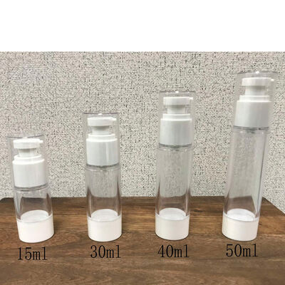Çevre dostu 15ml 30ml 45ml 50ml Şeffaf Boş PP Plastik Kozmetik ambalaj konteyneri Serum losyon hava içermeyen pompa şişesi