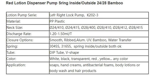 Bambu 24mm Losyon dağıtıcı pompa Plastik çok fonksiyonel K202-3 Kırmızı Renk
