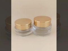 Kadın Losyonu için Altın Vidali Kapaklı Şeffaf Cam Krem Kavanozu