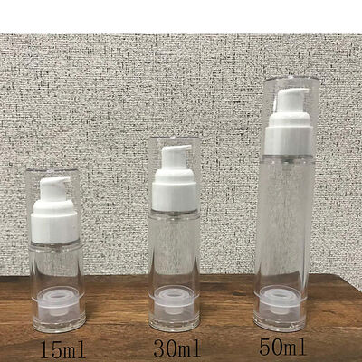 Beyaz PP hava içermeyen şişe Mini Örnek Lotion Cream için 30ml hava içermeyen pompa şişesi