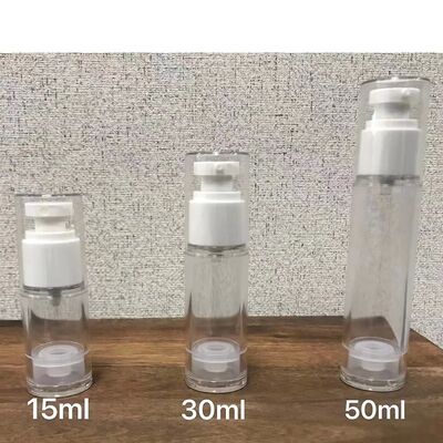 Beyaz PP hava içermeyen şişe Mini Örnek Lotion Cream için 30ml hava içermeyen pompa şişesi