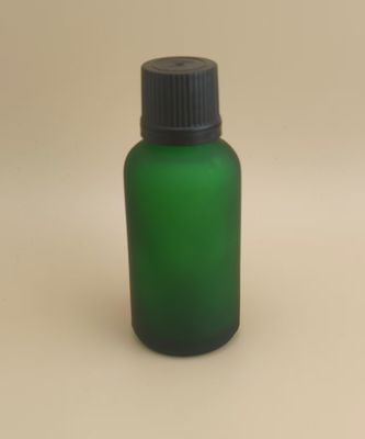 Hassas Tasarımlı Mat Şeffaf Koyu Yeşil Pürüzsüz Cam Esans Şişesi